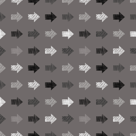 Seamless vector geometrical pattern with arrows, endless background with hand drawn textured geometric figures. Pastel Graphic illustration Template for wrapping, web backgrounds, wallpaperのイラスト素材