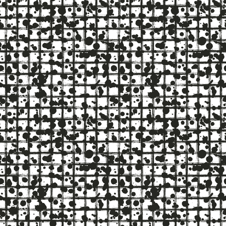 Vector seamless pattern, tile with inc splash, blots, smudge and brush strokes, lines. Grunge endless template for web background, prints, wallpaper, surface, wrapping, repeat elements for design.のイラスト素材