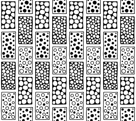 Seamless vector pattern. Black and white geometrical background with hand drawn decorative tribal elements. Print with ethnic, folk, traditional motifs. Graphic vector illustration.のイラスト素材