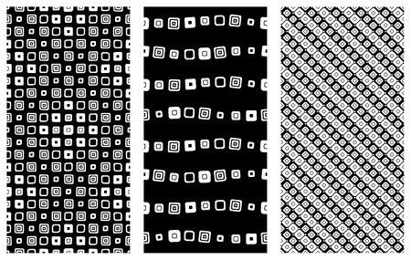 Set of seamless vector geometrical patterns. Endless background with hand drawn ornamental tribal elements. Black and white graphic vector illustration with ethnic motifs. Print for cover, fabric, wrapping.のイラスト素材