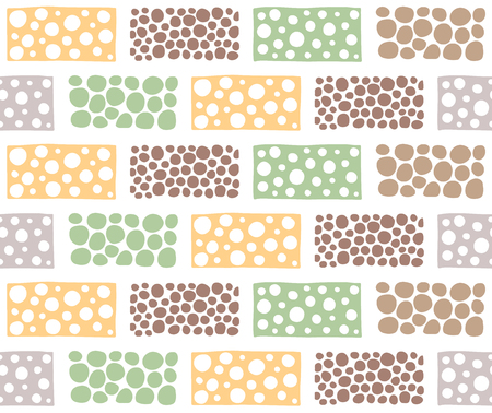 Seamless vector pattern. Geometrical background with hand drawn decorative tribal elements in vintage brown colors. Print with ethnic, folk, traditional motifs. Graphic vector illustration.のイラスト素材