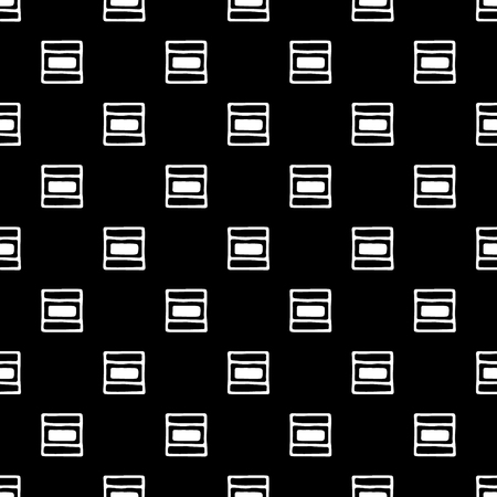 Seamless vector pattern. Black and white geometrical background with hand drawn decorative tribal elements. Print with ethnic, folk, traditional motifs. Graphic vector illustration.のイラスト素材