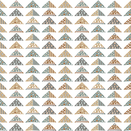 Seamless vector pattern. Geometrical background with hand drawn decorative tribal elements in vintage brown pastel colors. Print with ethnic, folk, traditional motifs. Graphic vector illustration.のイラスト素材