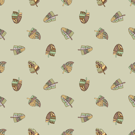 Vector hand drawn seamless pattern, decorative stylized childish feather in the shape of tree. Doodle style, tribal graphic illustration. Ornamental cute hand drawing Series of doodle patternsのイラスト素材