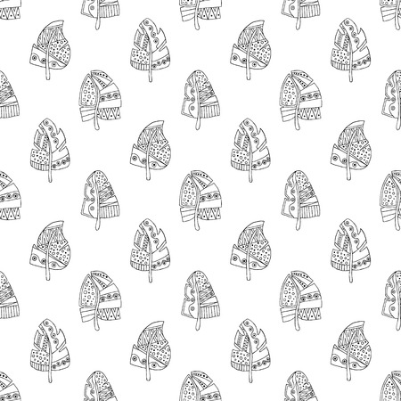 Vector hand drawn seamless pattern, decorative stylized childish trees. Doodle style, tribal graphic illustration. Ornamental cute hand drawing Series of doodle, cartoon, sketch seamless patternsのイラスト素材