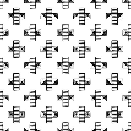 Seamless vector pattern. Geometrical background with hand drawn decorative tribal elements in black and white colors. Print with ethnic, folk, traditional motifs. Graphic vector illustration.のイラスト素材