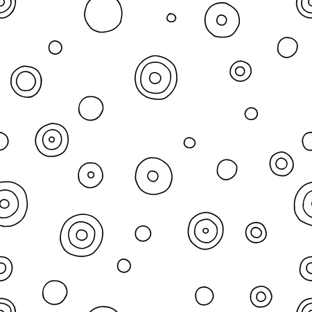 Seamless vector pattern. Black and white geometrical hand drawn background with  dots. Simple print for background, wallpaper, packaging, wrapping, fabric.のイラスト素材