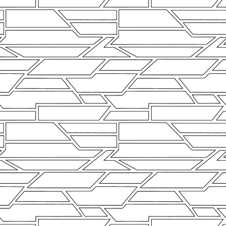 Geometric vector seamless pattern with different geometrical forms. Square, triangle, rectangle. Modern techno minimal design. Abstract background. Graphic black and white Illustrationのイラスト素材