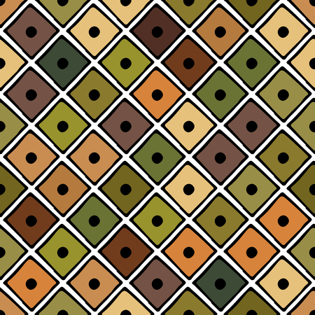 Seamless vector pattern. geometrical background with hand drawn decorative tribal elements. Print with ethnic, folk, traditional motifs. Graphic illustration for wrapping, wallpaper, fabric, packingのイラスト素材