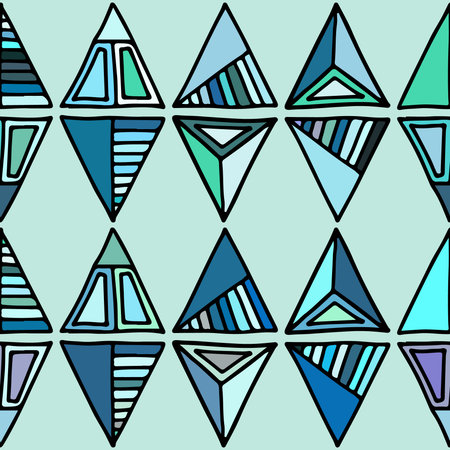 Seamless vector pattern. geometrical background with hand drawn decorative tribal elements. Print...