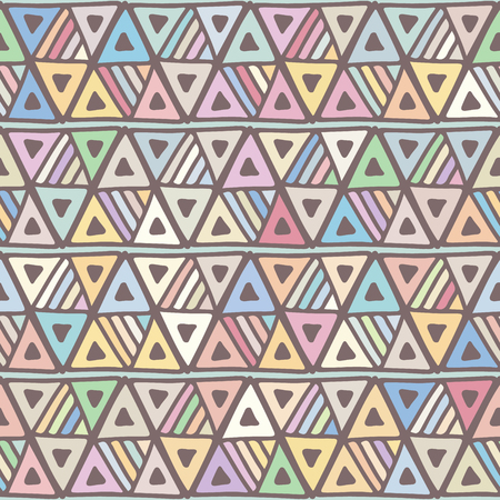 Seamless vector pattern. geometrical background with hand drawn decorative tribal elements. Print with ethnic, folk, traditional motifs. Graphic illustration for wrapping, wallpaper, fabric, packingのイラスト素材