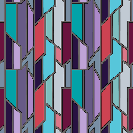 Geometric vector blue seamless pattern with different geometrical forms. Square, triangle, rectangle. Modern techno minimal design. Abstract background. Graphic Illustrationのイラスト素材