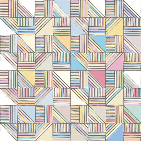 Seamless vector pattern. Pink geometrical hand drawn background with figures, squares, lines. Print for background, wallpaper, packaging, wrapping, fabric.のイラスト素材