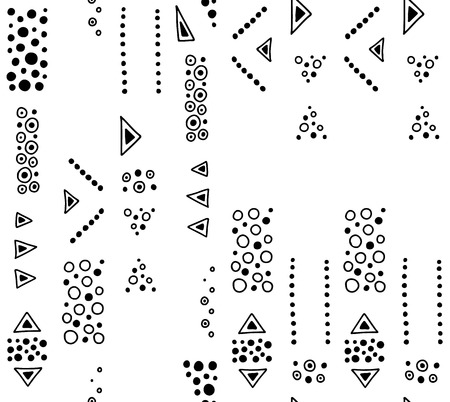 Seamless vector pattern. geometrical background with hand drawn decorative tribal elements. Print with ethnic, folk, traditional motifs. Graphic illustration for wrapping, wallpaper, fabric, packingのイラスト素材