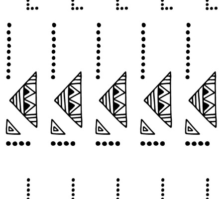 Seamless vector pattern. geometrical background with hand drawn decorative tribal elements. Print with ethnic, folk, traditional motifs. Graphic illustration for wrapping, wallpaper, fabric, packingのイラスト素材
