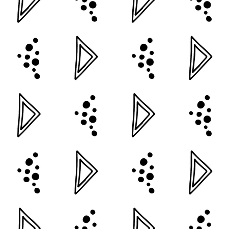 Seamless vector pattern. geometrical background with hand drawn decorative tribal elements. Print with ethnic, folk, traditional motifs. Graphic geometric illustration for wrapping, wallpaper, fabricのイラスト素材