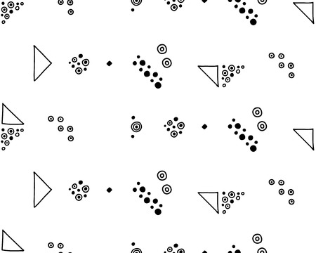 Seamless vector geometrical pattern with hand drawn decorative elements Graphic abstract design, drawing illustration. Print for fabric, textil, wallpaper, wrapping packaging Line drawing Doddle styleのイラスト素材
