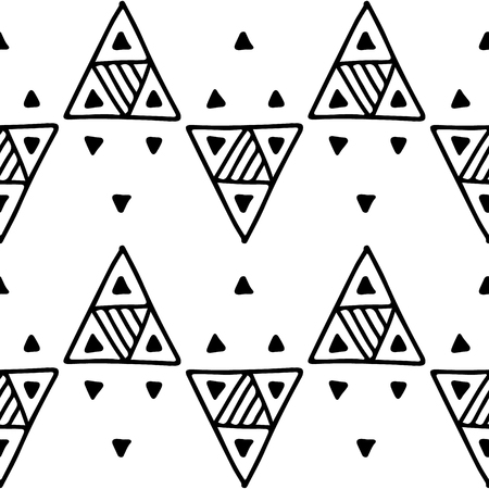 Seamless vector geometrical pattern with hand drawn decorative elements Graphic abstract design, drawing illustration. Print for fabric, textil, wallpaper, wrapping packaging Line drawing Doddle styleのイラスト素材