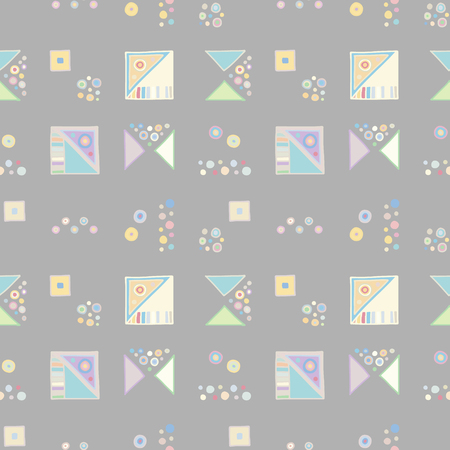 Seamless vector geometrical pattern with hand drawn decorative elements Graphic abstract design, drawing illustration. Print for fabric, textil, wallpaper, wrapping packaging Doddle styleのイラスト素材