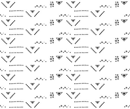 Seamless vector pattern, black and white symmetric geometric background Print for decor, wallpaper,...