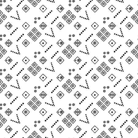 Seamless vector pattern, black and white symmetric geometric ethnic background Print for decor, wallpaper, packaging, wrapping, fabric. graphic design. Doodle style illystrationのイラスト素材