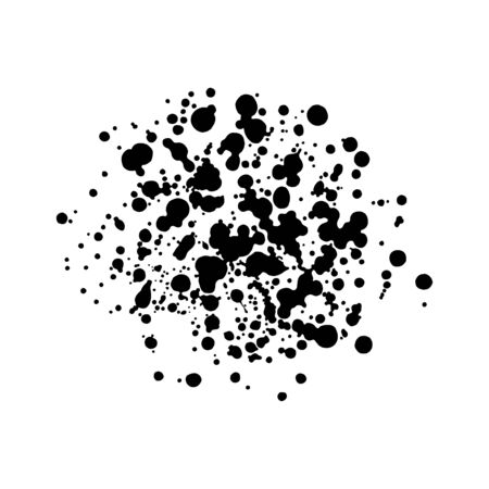 Vector black and white ink splash, blot and brush stroke, spot, spray, smudge, spatter, splatter, drip, drop, ink blob brush, paint spot, spray, smudge Grunge textured elements for design, background.のイラスト素材