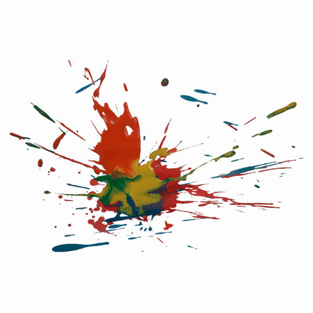 Vector colorful background with ink splash, blot and brush strokein rainbow colors Grunge textured...