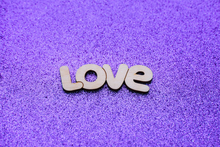 Valentine card for February 14 with the words love.の写真素材