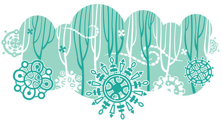 fragment white and blue winter treesのイラスト素材