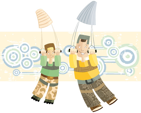 two happy skydivers in the air. Illustrationのイラスト素材