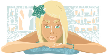 beautiful blond girl  in the spa salonのイラスト素材
