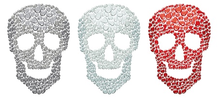 skull in three colors made from dropsのイラスト素材
