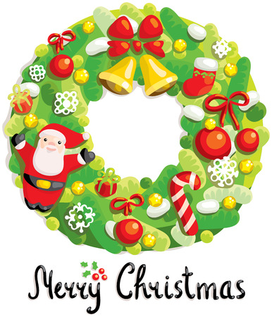 beautiful wreath for christmas decoration, vector illustrationのイラスト素材