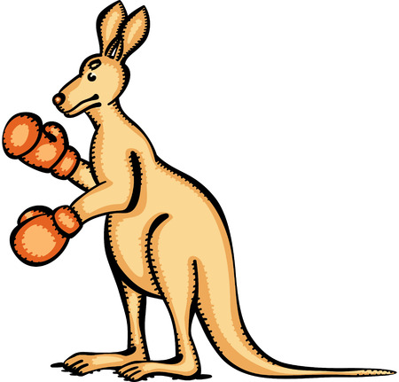 cool kangaroo boxing gloves on a white backgroundのイラスト素材