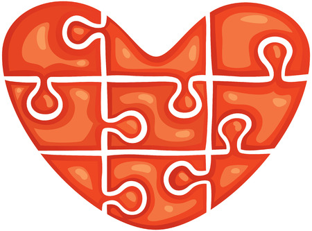 red puzzle in the shape of heartのイラスト素材