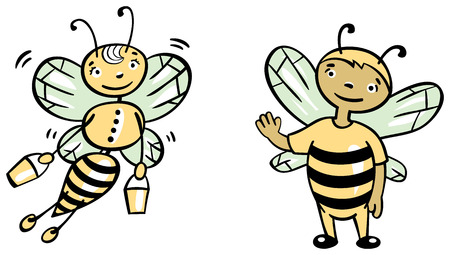 two funny bees, boy and girlのイラスト素材
