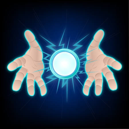 Hands with lightingのイラスト素材
