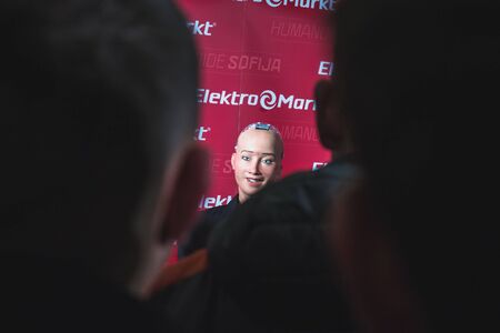Vilnius, Lithuania - December 19, 2017: Sophia humanoid robot spのeditorial素材