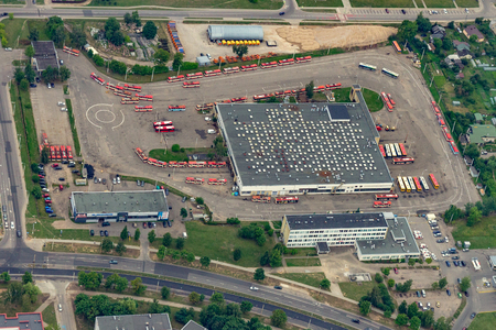 top view of trolley park in Vilnius district Virsuliskes in summの写真素材