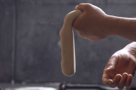 Process of cooking tacos with grilled flank beef steak with handmade guacamoleの写真素材