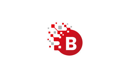 B logo. B letter. Initial letter B linked circle and dot logo. B design. Red and gray B letter. B letter logo designのイラスト素材