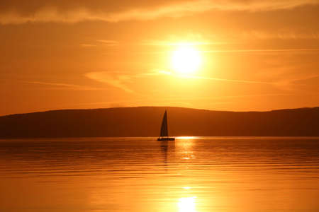 Sunset at the Lake Balatonの写真素材