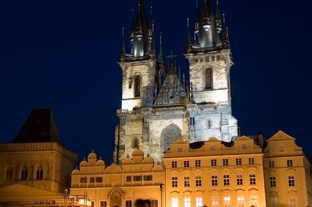 Tyn Church at nightの写真素材