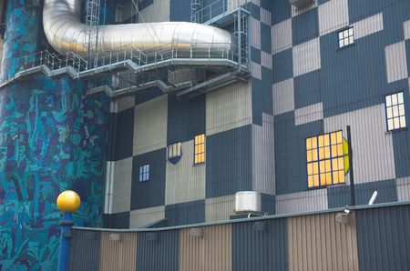 Artistic waste incineration and heating plant which is a famous landmark in Vienna.のeditorial素材