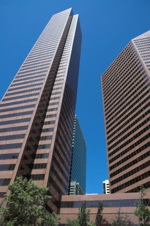 Skyscrapers towering over Calgary Alberta Canada.