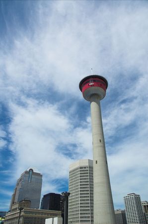 Calgary tourist attraction with dramatic revolving restaurant for theose city viewsのeditorial素材