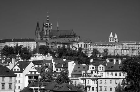 vview of Prague Castle from Charles Bridgeの写真素材