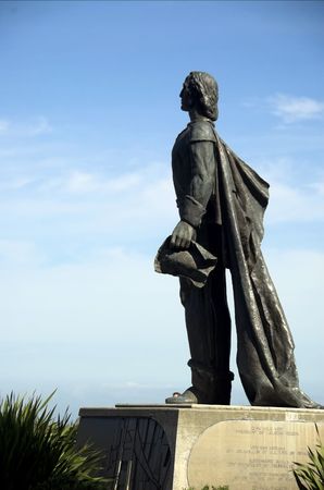 Statue in the park in front of Coit Tower, San Franciscoの写真素材