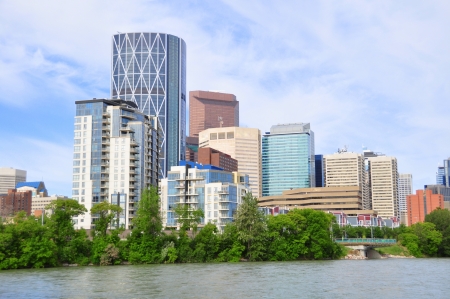 Office towers towering over Calgary, Albertaの写真素材