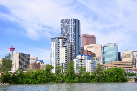 Office towers towering over Calgary, Albertaのeditorial素材